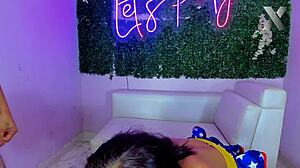 Rough boy fucks her throat and then massively destroys her mouth with the big dildo