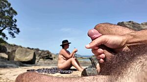 Milf encounters stranger on beach