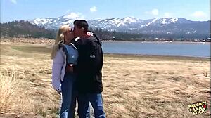 The Outdoor Date Turns Busty Blonde On For Anal Assfucking And Cum Swallowing