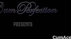 Flirty Model Swallows Jizz in Intense Blowbang Facial