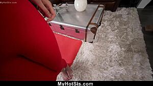 Stepbro helps with butt plug and intense fucking