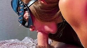 Redhead Seduction In Stockings High Heels Leather Lingerie Ends With Mouthful Of Cum