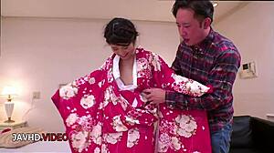 Wife in Kimono Receives Creampie After Seductive Oral.
