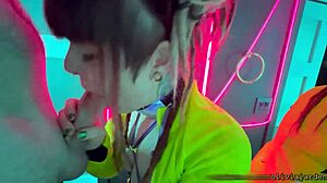 Watch This Slut Deepthroat Sloppily In A Rave Bathroom!