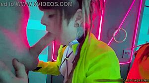 Watch This Slut Deepthroat Sloppily In A Rave Bathroom!