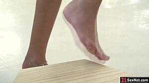 Blonde Girlfriend Making Bf Suck Her Foot Before They Fuck