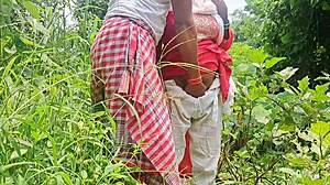 Girlfriend's wild forest fuck hides in nature's embrace.