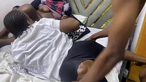 In the bedroom, a sneaky encounter with students turns into passionate sex with girlfriends and friends