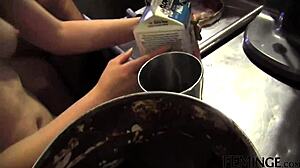 Blonde Step Sis Seduced In Cafe With Dildo Fingering!