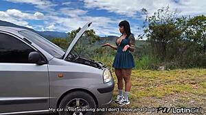 Fitness girl stranded, I take her home POV.