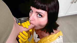 Stepmom Jane Dove bends over in lingerie for stepson Alex Jett's cock sucking and riding