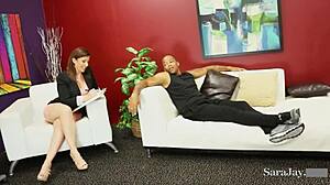 sexy cougar sara jay rides a rock hard cock and gets cum on her 😏