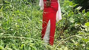 Girlfriend's wild forest fuck hides in nature's embrace.