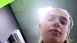 Teen squirts intensely in gym