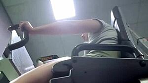 Teen squirts intensely in gym