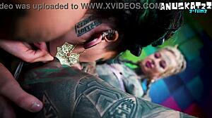 Inexperienced tattooed hippie babe gets her first anal lesson from a kinky alt pornstar