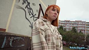public agent i picked up a russian redhead. she rides big cock outdoors in quickie pov.