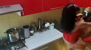Hidden Camera Captures Rough Kitchen Scenes With Mature Milf