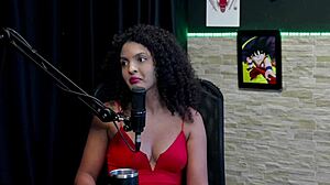 Brazilian swing house recording with Mia Luz in sheer red lingerie