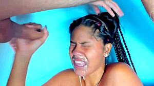 Sloppy Deep Throat of a Brunette Colombian Latina Amateur