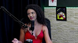 Brazilian swing house recording with Mia Luz in sheer red lingerie