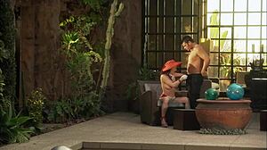 Big-tit brunette Rayveness alternates between sucking and fucking a massive cock until it's drained