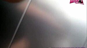 Young German skinny slut fucks her friend in elevator public POV for first time