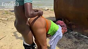 Hot fuck on the beach with asian pornstar and monster cock