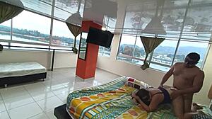 i shared the bed with my boss's wife and creampied her in the hotel!