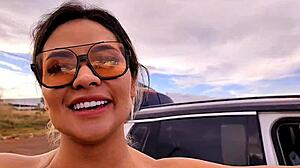 Just a bit of the interview before outdoor roadside anal fucking with creampie on sheer lingerie