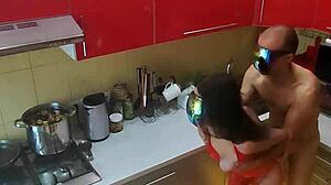 Hidden Camera Captures Rough Kitchen Scenes With Mature Milf