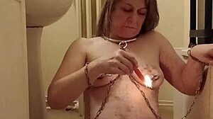 French Housewife Slave Auto Session With Candle And Uro