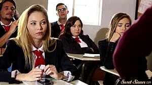 Teen beauty rides stepbrother's hard cock