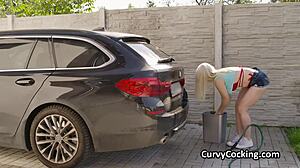 Titty Fucking Big Tit Car Cleaning Girlfriend