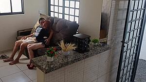 Suspicious husband installs cameras and catches hot wife having sex with friend