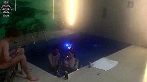 Threesome With Friends In Motel Pool! Bareback Big Cock Action And Domination Part 1!