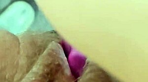 She destroys her hairy pussy with a dragon dildo