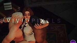 Hermione in double penetration threesome with Harry Potter in Sims 4