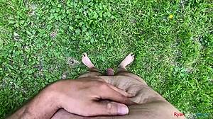 Brunette amateur tries outdoor masturbation in the forest for the first time this year.