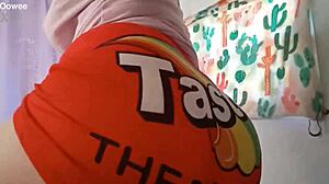 Blonde milf worships big black cock in bedroom shorts