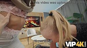 Hot blonde threesome with cuckolding boyfriend