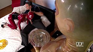 Latex lucy and katia endure intense rough fucking in hardcore group bondage