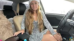 Public squirt in car for christmas by 18 yo