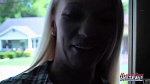 Skinny Mature Blonde Montana Rubs Wet Pussy, Sucks Cock