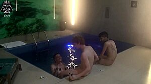 Threesome With Friends In Motel Pool! Bareback Big Cock Action And Domination Part 1!