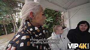 Hot blonde threesome with cuckolding boyfriend