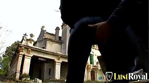 dirty teen clarysse gets fucked outdoor at the castle