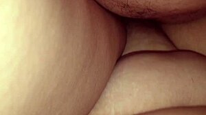 Wife gets cum inside her shaved pussy at home