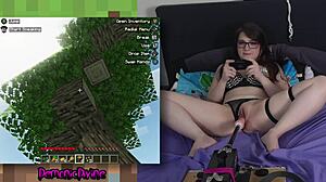 Nerdy Egirl Plays Minecraft Survival With Fuck Machine