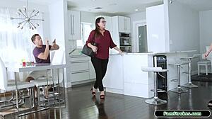 Small tits teen says to stepcousin, enjoy the footjob